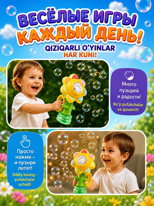 Quyosh guli sovun pufagi generatori