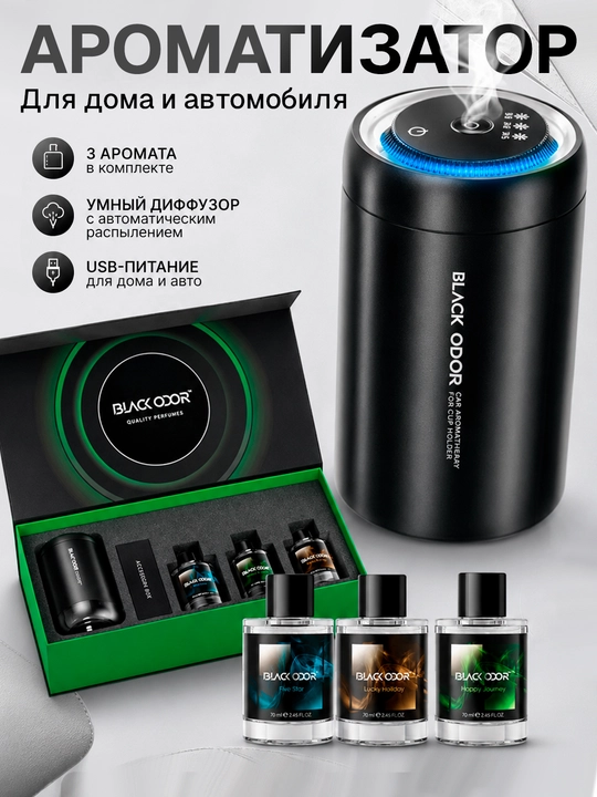 Ароматизатор для автомобиля, и дома BLACK ODOR - 