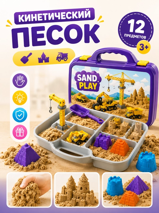 Dynamic Sand — kinetik qumli o‘yin to‘plami «Qurilish maydoni»