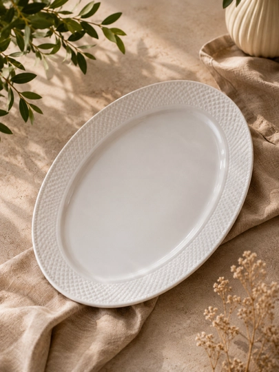 Овальная тарелка, с вафельным узором — GOLDLUC-PD30461-304610