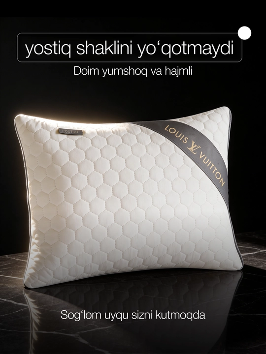 Uyqu yostig‘i, to‘plamda 1-2 dona, ortopedik yostiq, gipoallergen, 50x70 sm, 70x70 sm