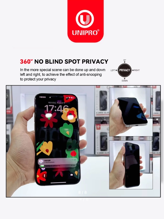 360 iPhone 13-17PM qarshi oyna uchun UNIPRO 360 darajali toʻliq ekran himoyachisi