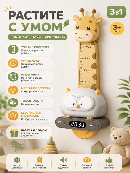 Owl Height Measuring elektron displeyli bolalar bo‘y o‘lchagichi