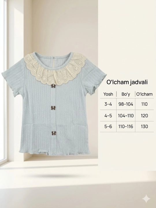 Нарядная летняя кофта, для девочек, легкая блузка с воротником, 3-6 лет