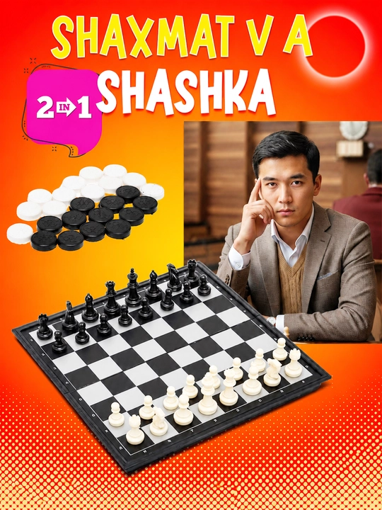 Shaxmat va Shashka To'plami (2-si-1da) 25x25 sm - 
