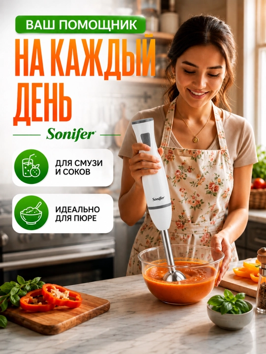 Sonifer qo‘l blenderi, suvga botadigan, ixcham va kuchli