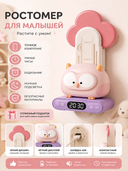 Owl Height Measuring elektron displeyli bolalar bo‘y o‘lchagichi