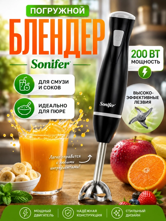 Sonifer qo‘l blenderi, suvga botadigan, ixcham va kuchli - 