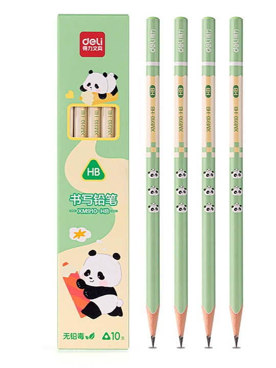 Набор карандашей Deli Panda HB, 10 штук для школы, рисования и творчества