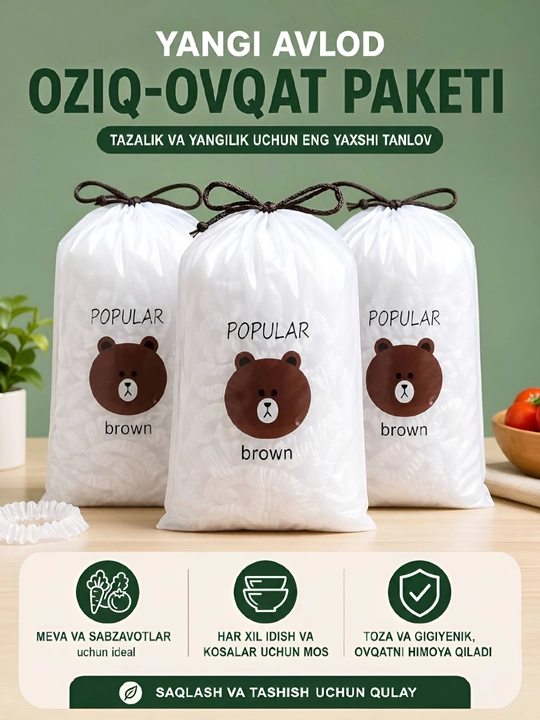 Oshxona uchun paket. Saqlash paketi. Mahsulot uchun qop. Oziq-ovqat paketi - 