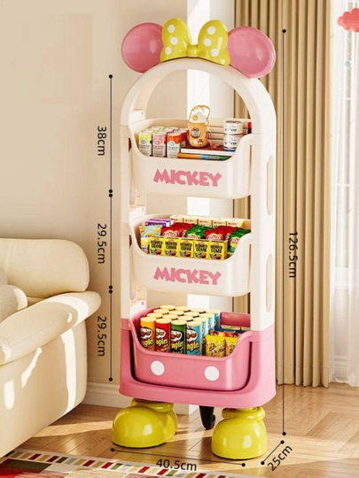 Детский 3-ярусный стеллаж Mickey Mouse для игрушек и книг — MARTTOP-MICCIY-РОЗОВ