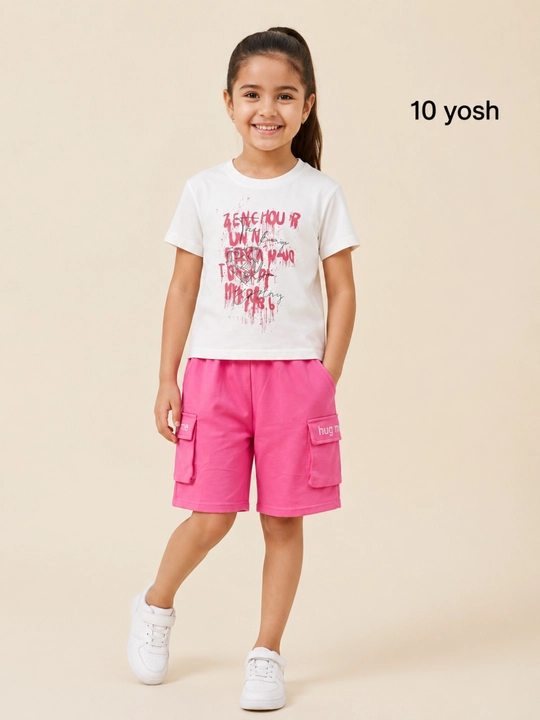 Qizlar uchun yozgi sport set, futbolka va shortik, qulay kiyim, 9-13 yosh