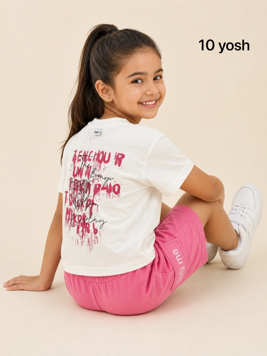 Qizlar uchun yozgi sport set, futbolka va shortik, qulay kiyim, 9-13 yosh