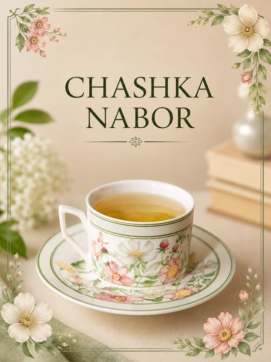 Chashka nabor chiroyli nafis finjon va likopcha bilan - 