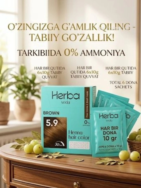 TRICHUP, HERBA-soch uchun xina, 6 dona to'plam - 