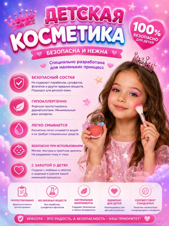 Detskiy kosmetika, pardoz aksesuarlari, makiyaj bolalar uchun, kosmetika bolalar uchun