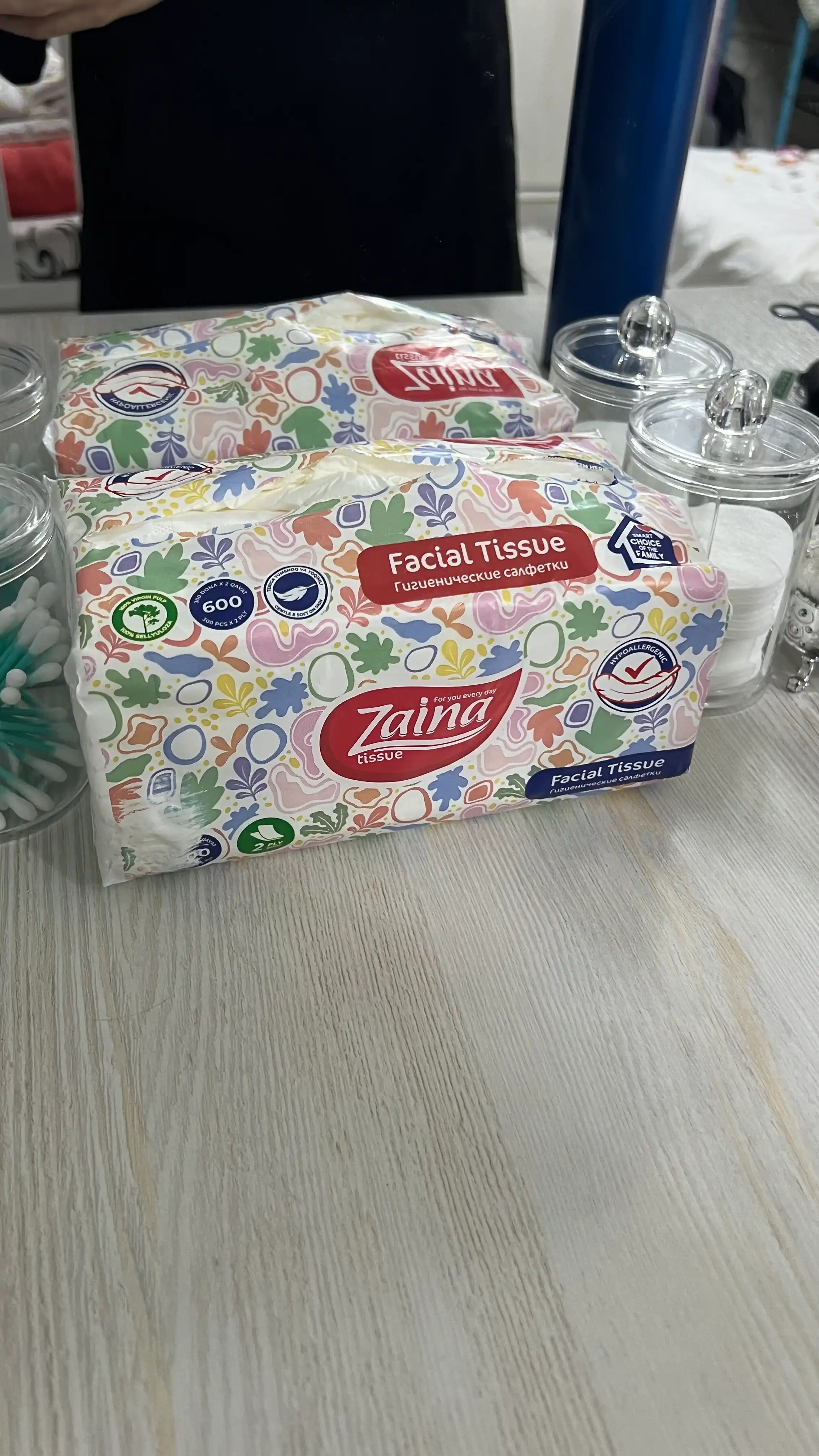 ZAINA gigiyenik salfetkalari, yuz va qo‘l uchun, 2 qavatli