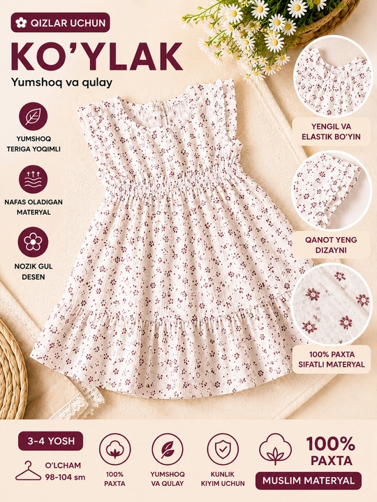 Детское платье Muslin Floral 3-5 лет - 