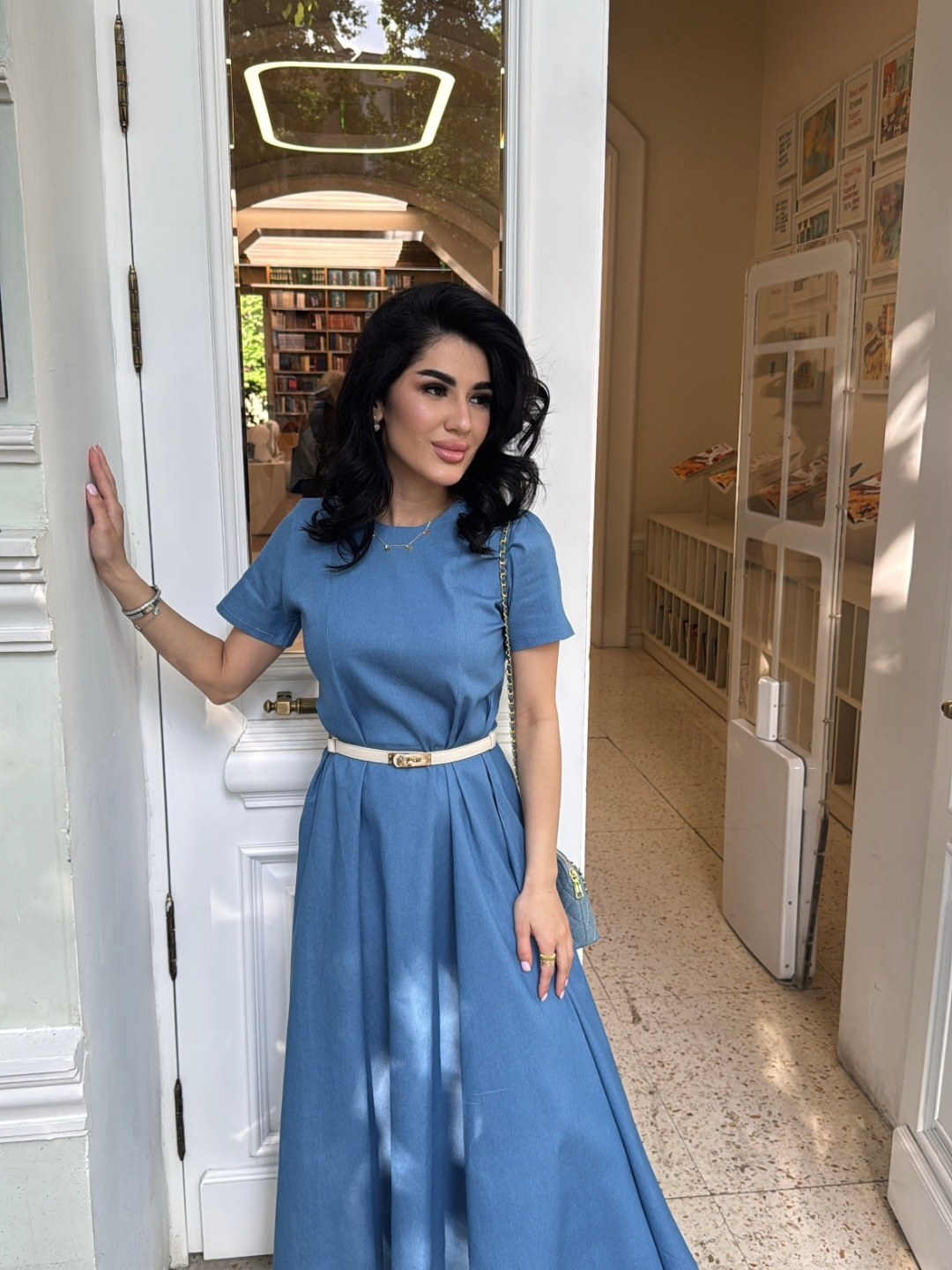 Belbog‘li va keng yubkali ayollar maxi ko‘ylagi S-XL - 