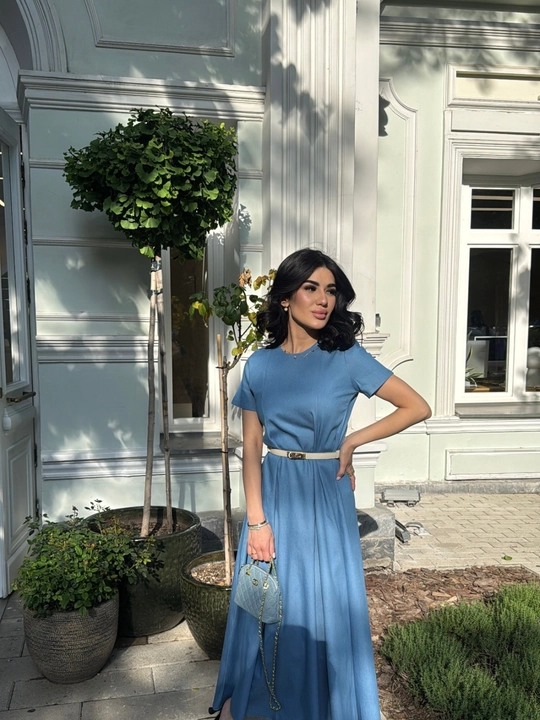 Belbog‘li va keng yubkali ayollar maxi ko‘ylagi S-XL