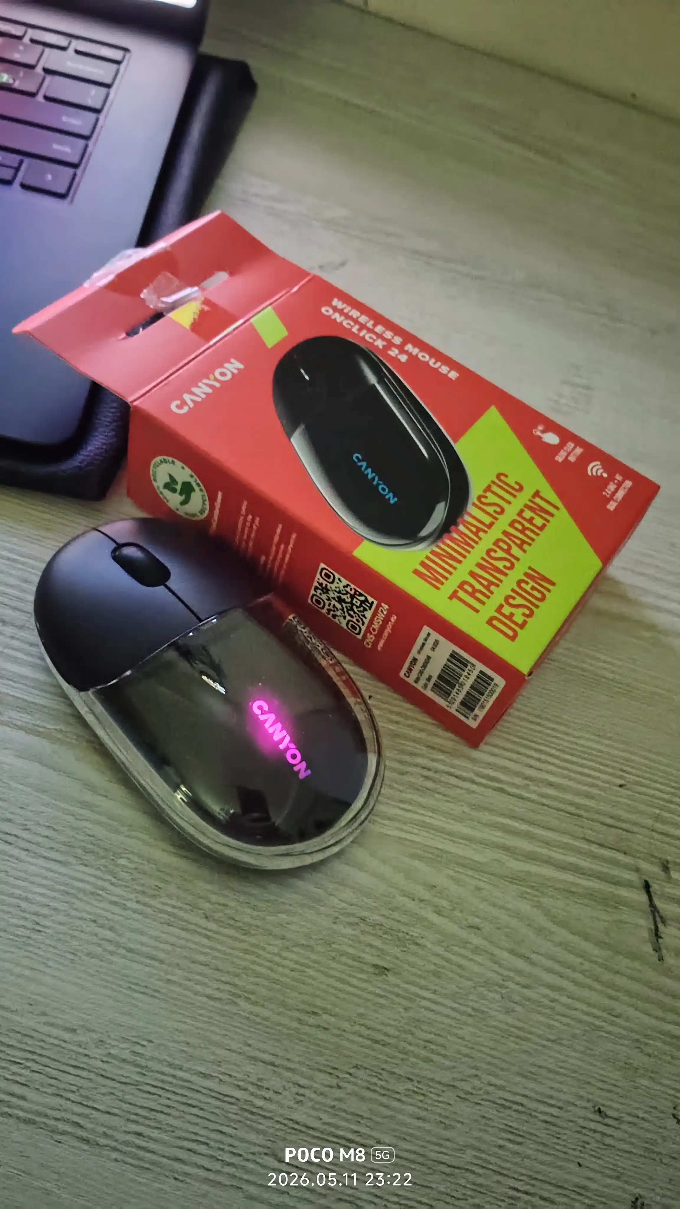 Simsiz sichqoncha Canyon OnClick 24, Bluetooth 2.4G, Type-C, qayta quvvatlanuvchi