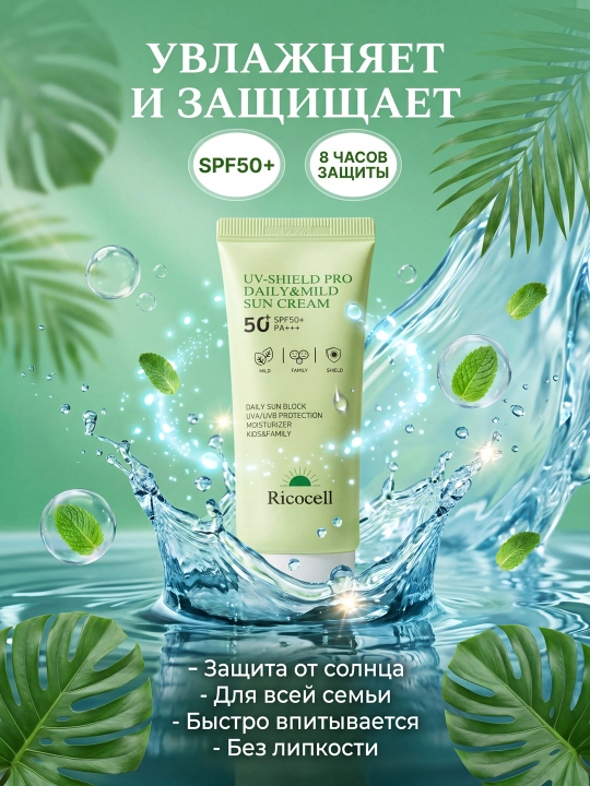 Ricocell UV-Shield Pro ежедневный солнцезащитный крем для взрослых и детей