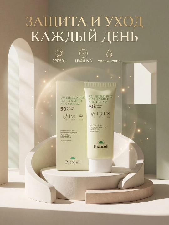 Ricocell UV-Shield Pro ежедневный солнцезащитный крем для взрослых и детей