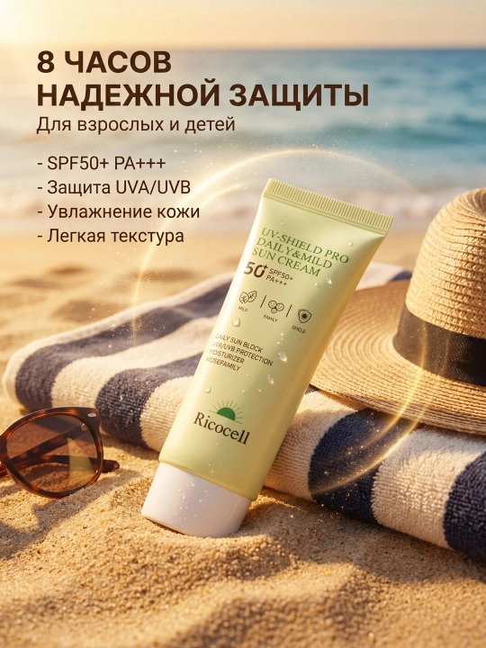 Ricocell UV-Shield Pro ежедневный солнцезащитный крем для взрослых и детей