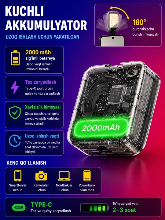 D12S RGB Video Light LED лампа для TikTok, YouTube, фото и видеосъёмки