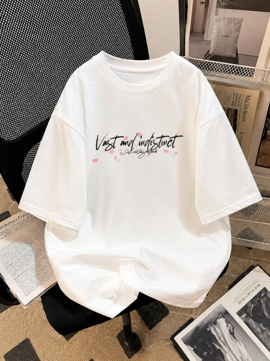 Oversize футболка унисекс Streetwear с принтом сакуры и катаны, хлопковый трикотаж