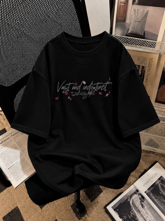 Oversize футболка унисекс Streetwear с принтом сакуры и катаны, хлопковый трикотаж