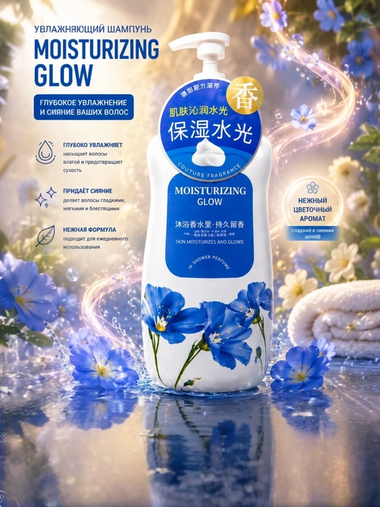 Namlantiruvchi MOISTURIZING GLOW - bu professional xushbo‘y dush geli - 