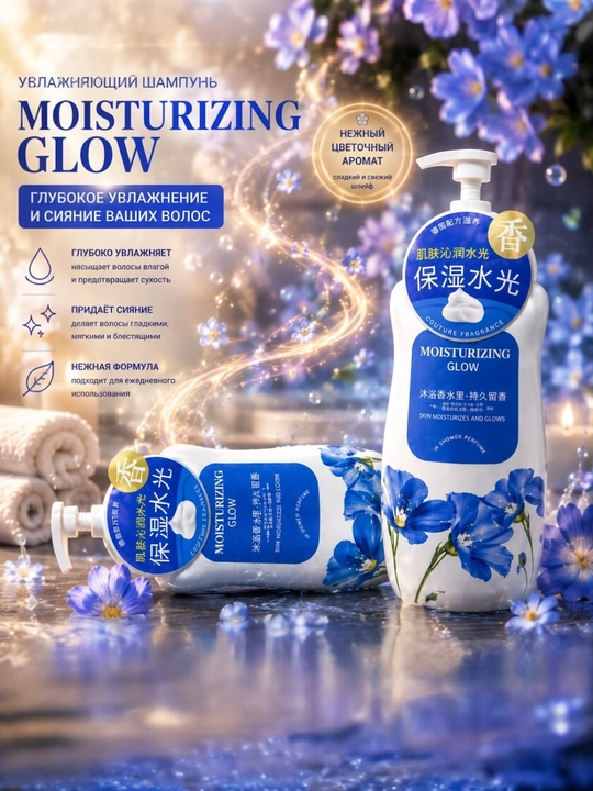 Namlantiruvchi MOISTURIZING GLOW - bu professional xushbo‘y dush geli