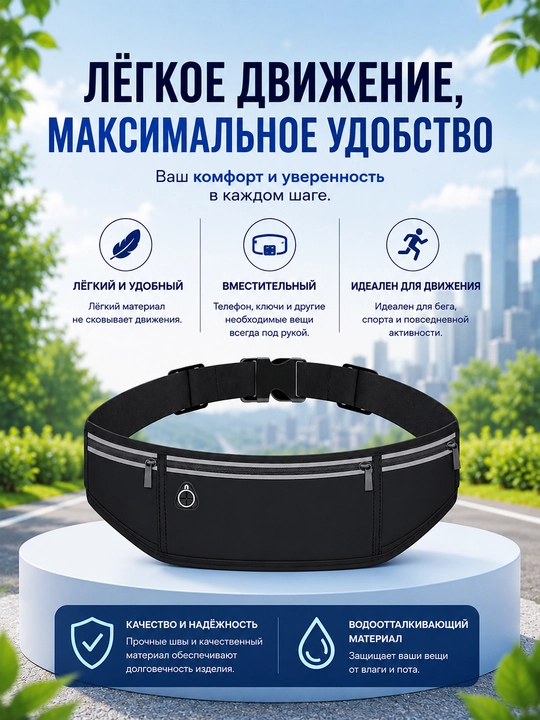 Keng sport bel sumkasi, yugurish uchun running belt, telefon va aksessuarlar uchun