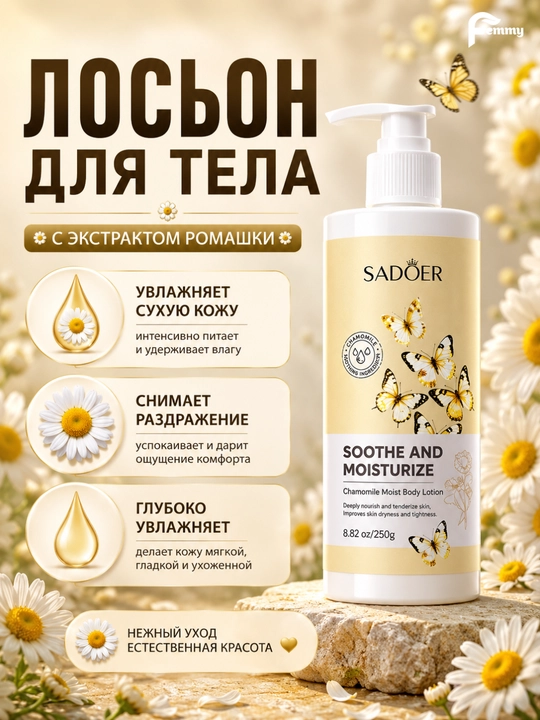 Tana uchun losyon,balzam,krem,Collagen,zaytun va moychechak ekstrakti bilan, SADOER - 