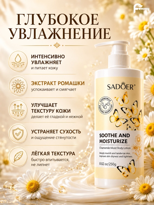 Tana uchun losyon,balzam,krem,Collagen,zaytun va moychechak ekstrakti bilan, SADOER