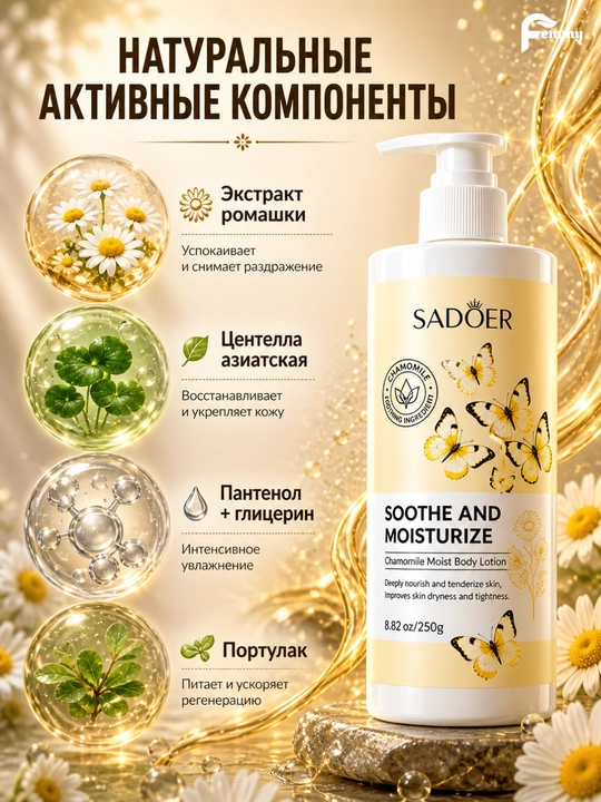 Tana uchun losyon,balzam,krem,Collagen,zaytun va moychechak ekstrakti bilan, SADOER