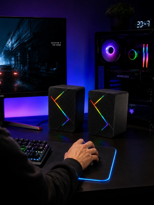 K2066 2.0 LED Kolonkalar RGB yoritishli kompyuter karnayi