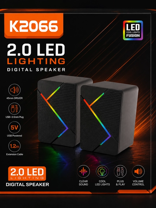 K2066 2.0 LED Kolonkalar RGB yoritishli kompyuter karnayi