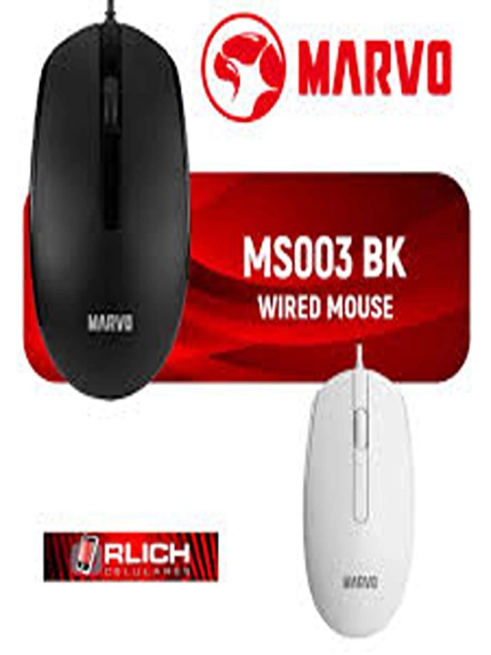 Marvo MS003 Qora / Oq 1000DPI ofis USB simli sichqonchasi MS003BK MS003WH