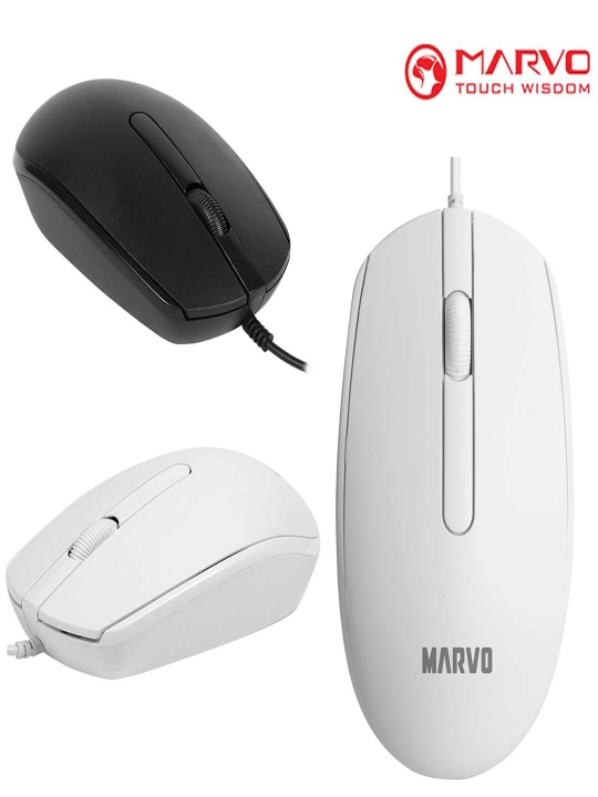 Marvo MS003 Qora / Oq 1000DPI ofis USB simli sichqonchasi MS003BK MS003WH