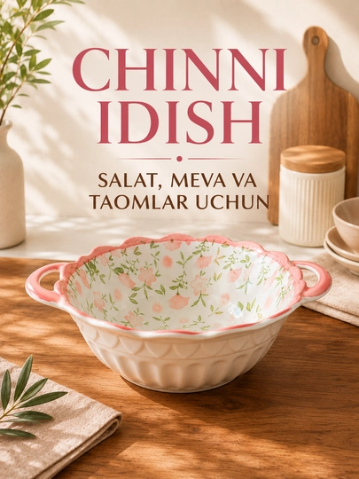 Салатница, фарфоровая посуда, для салатов, фруктов и жидких продуктов