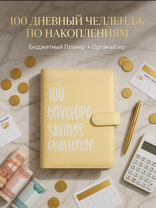A5 budjet-planer «100 ta konvert chellenji», pul uchun rejalashtirgich va organayzer