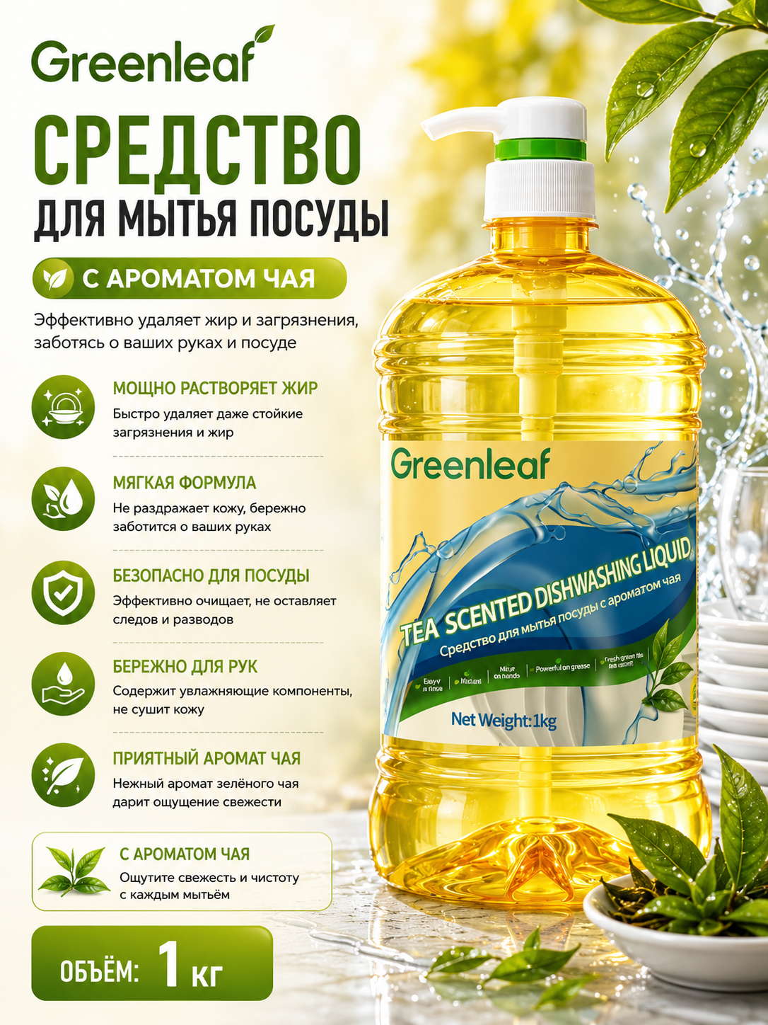 Greenleaf zanjabilli idish yuvish suyuqligi - 