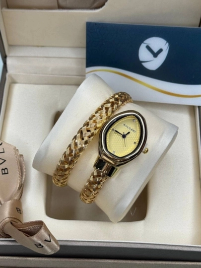 Роскошные женские часы BVLGARI Змейка — F7223-FAYZSOATILON-ЖЕЛТ