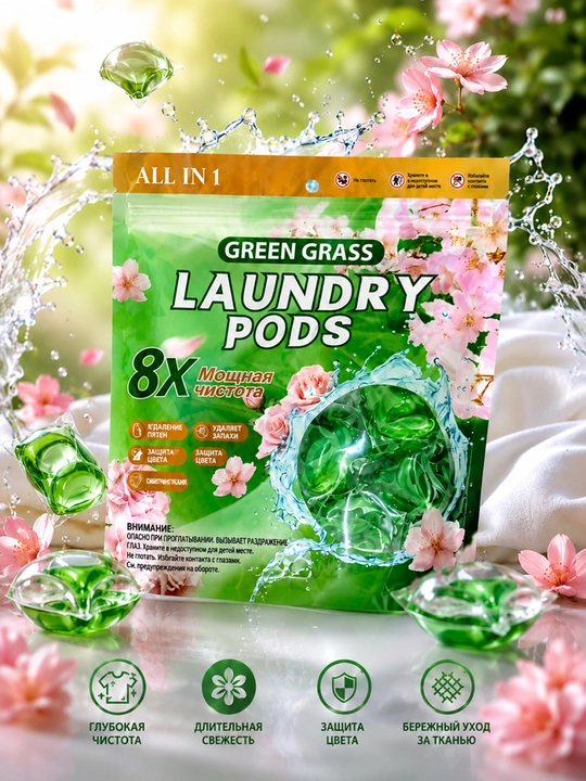 GREEN GRASS Laundry Pods — kir yuvish kapsulasi 20 ta