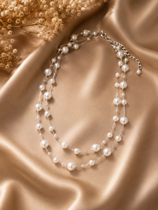 Ayollar marjoni – ko‘p qavatli marvaridli nafis zanjir Elegant aksessuar, taqinchoq