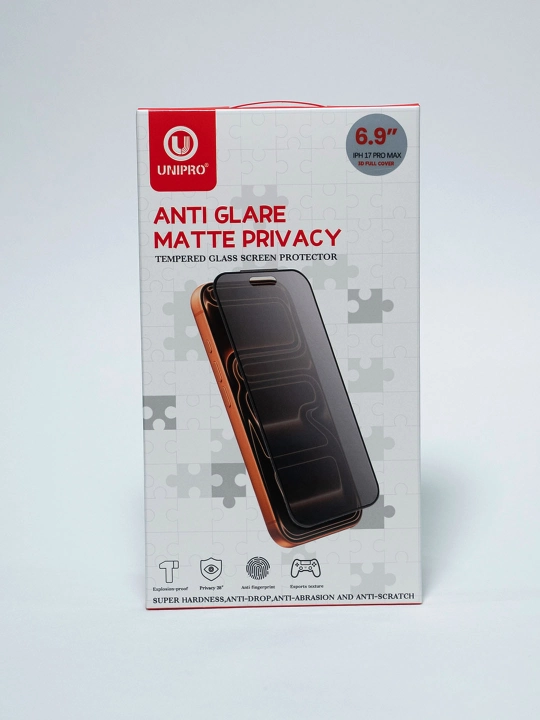 Himoya oynasi Matoviy antishpion tonirovka UniPro, iPhone 13-17 Promaxlar uchun - 