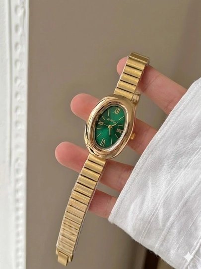 Женские premium часы — элегантная овальная vintage модель — MARIAMS-00W0090-ЗЕЛЕН