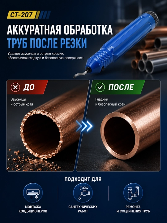 CT-207 – инструмент для удаления заусенцев и обработки труб